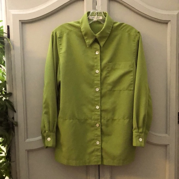Vintage green button down blouse - Picture 2 of 4